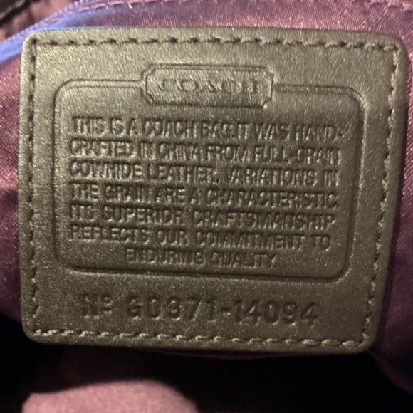 COACH Bronze Metallic Chocolate Brown Leather Shoulder Bag w Strap & Hangtag - Picture 6 of 14